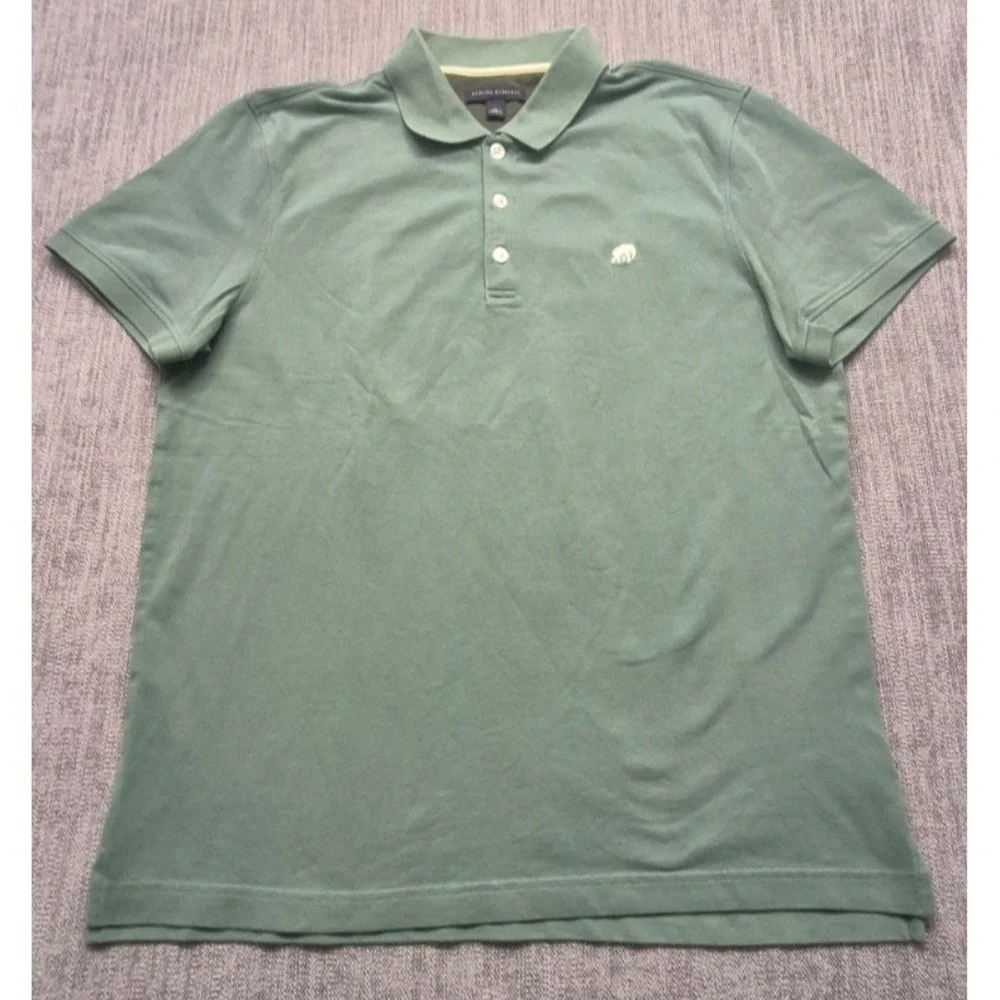 Banana‎ Republic men's sage green polo shirt LG stretch Cotton logo pullover